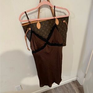 Women's Lace Trim Mini Slip Dress - Wild Fable™ Dark Brown M